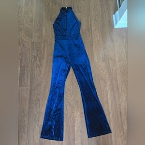 NWT Shinestar Blue Velvet Jumpsuit
